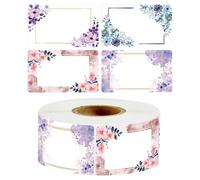 Flower Dessert Wrap Stickers - Roll of Tag Labels, Blank Writing Area Jelly Jar Sticker, Decorative Canning Supply | Jars Food Packaging Craft Scrapbooking DIY Gift Wrapping.
