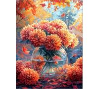 Flower Diamond Art Autumn Diamond Painting Kits for Adults Beginners, 5D DIY Paint by Numbers for Adults, Square Drill Dimond Painting with Accessories, Room Decor, Gifts for Women 24x32 inch J-60