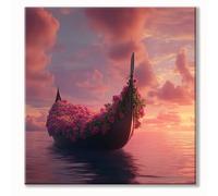 Flower Diamond Art Boat Diamond Painting, Paint by Numbers for Adults, 5D DIY Full Drill Crystal Art Embroidery Kit for Beginners, Crafts for Adults, Home Decor, Gifts for Women 20x20 inch 0b-1025