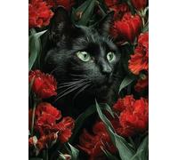 Flower Diamond Art, Cat 5D Diamond Painting Kits, DIY Cross Stitch Kits for Adults, Full Drill Crystal Art Pictures for Beginners, Autumn Decorations, Room Decor, Gifts for Women, 36x48in L-1466