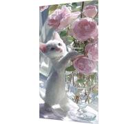 Flower Diamond Art Cat Diamond Painting Kits, 5D Crystal Art Kits for Adults Kids DIY Full Square Drill Gem Dots Embroidery Paintings Crafts Picture Beginners, Home Wall Decor Gifts 70x140cm f1-9bd