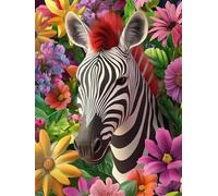 Flower Diamond Art Kits Adults 40x50cm 5D DIY Zebra Diamond Painting Kit for Beginners with Tools, Round Full Drill Crystal Art Cross Stitch Canvas Paintings for Home Wall Decor Gifts for Women G-462
