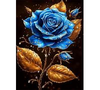 Flower Diamond Art Kits Adults 50x70cm 5D DIY Blue Diamond Painting Kit for Beginners with Tools, Round Full Drill Crystal Art Cross Stitch Canvas Paintings for Home Wall Decor Gifts for Women G-30