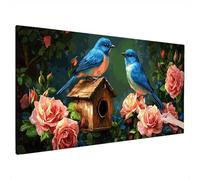 Flower Diamond Art Kits Adults, 5D Diamond Painting Bird 2025 Design New, Square Full Drill Crystal Art Kit, DIY Cross Stitch Painting Set for Gifts and Christmas Living Home Room Decor 110x50cm R-95