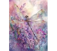 Flower Diamond Art Kits Adults, 5D Diamond Painting Dragonfly Dimond Art Kit, DIY Diamond Art Round Drill Arts and Crafts for Adults, Diamond Dots Crystal Art Paintings for Home Decor 35x45cm G-60