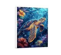 Flower Diamond Art Kits Adults, 5D DIY Sea Turtles Diamond Painting, Gem Art Painting for Beginners, Arts and Crafts Kits for Adults, DIY Full Drill Crystal Gifts, Autumn Decoration, 50x70cm 0a-370