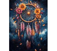 Flower Diamond Art Kits Adults, 5D Full Drill Diamond Painting Dream Catcher 50x70 cm DIY Crystal Art Cross Stitch Embroidery Pictures Crafts Gem Sequin Canvas Paintings for Home Wall Decor H-157