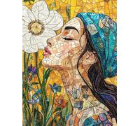 Flower Diamond Art Kits Adults, 5D Girl Diamond Painting, DIY Full Drill Crystal Art Embroidery Kit for Beginners, Gem Arts and Crafts for Adults for Home Decor Gifts, Hobbies for Women 20x30cm 0Y-272