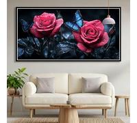 Flower Diamond Art Kits Adults, 5D Rose Diamond Painting Kits for Adults Beginners, DIY Full Drill Gem Art Mosaic Kit, Square Crystal Embroidery Cross Stitch for Room Decor Gifts 100x200cm B0-664