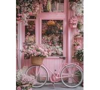 Flower Diamond Art Kits Adults, Bicycle 5D DIY Round Diamond Painting Kits for Kids, Full Drill Gem Art for Beginners, for Home Wall Decoration, Relaxation Activity & Unique Gifts 20x30cm f-274