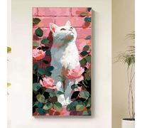 Flower Diamond Art Kits Adults, Diamond Painting Cat Crystal Art Kits for Adults Beginners DIY Full Round Drill Gem Painitngs Cross Embroidery Kits Crafts Pictures, Gifts for Women 60x120cm bd16-8