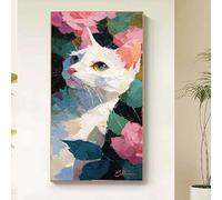 Flower Diamond Art Kits Adults, Diamond Painting Cat Crystal Art Kits for Adults Beginners DIY Full Square Drill Gem Painitngs Cross Embroidery Kits Crafts Pictures, Gifts for Women 70x140cm bd68-0