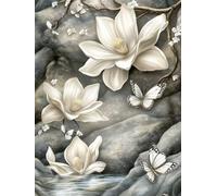 Flower Diamond Art Kits Adults, Diamond Painting Tree Crystal Art Kits for Adults Kids DIY Round Full Drill Gem Dots Embroidery Paintings Crafts Picture for Beginners, Room Decor Gifts 80x110cm 2k-22T
