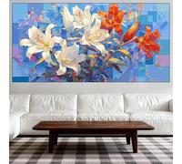 Flower Diamond Art Kits Adults Large Diamond Painting Kit 50x100cm, 2026 New DIY 5D Full Crystal Embroidery Cross Stitch Gem Painting Lily Picture Arts and Crafts for Beginner, Home Decor Gifts QO-116