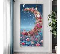 Flower Diamond Art Kits Adults, Large Diamond Painting Moon Crystal Art Kits, DIY 5D Full Square Crystal Embroidery Cross Stitch Paint by Numbers for Adults Home Decor, Gifts for Women 50x100 cm B-0
