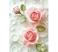 Flower Diamond Art Kits Adults, Pink 5D DIY Round Diamond Painting Kits for Kids, Full Drill Gem Art for Beginners, Perfect for Home Wall Decoration, Relaxation Activity & Unique Gifts 30x40cm f-197