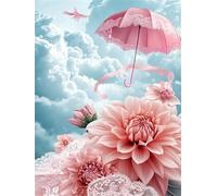 Flower Diamond Art Kits Adults, Umbrella 5D DIY Round Diamond Painting Kits for Kids, Full Drill Gem Art for Beginners, for Home Wall Decoration, Relaxation Activity & Unique Gifts 30x40cm f-244