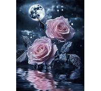 Flower Diamond Art Kits Adults, Water 5D DIY Round Diamond Painting Kits for Kids, Full Drill Gem Art for Beginners, Perfect for Home Wall Decoration, Relaxation Activity & Unique Gifts 30x40cm f-252