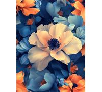 Flower Diamond Art Kits Adults, White 5D DIY Round Diamond Painting Kits for Kids, Full Drill Gem Art for Beginners, Perfect for Home Wall Decoration, Relaxation Activity & Unique Gifts 40x55cm f-171