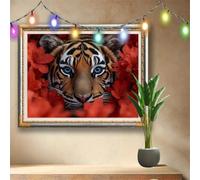 Flower Diamond Art Kits for Adults,5D Full Drill DIY Diamond Painting Tiger,Rhinestone Embroidery Arts Crafts,Cross Stitch Diamond Art for Home Wall Decor,Painting by Numbers Kit (80x60cm) 58F-2115