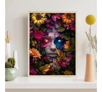 Flower Diamond Art Kits for Adults Woman Diamond Painting Kits for Adults Kids, DIY Full Drill Round Sequin Art, Dimond Painting Crystal Craft for Home Wall Decor Gifts 20x26 inch PjY6646 Q-T