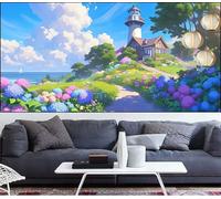 Flower Diamond Art Painting Lighthouse Diamond Painting Kits for Adults,Square Full Drill Gem Arts and Crafts Pictures Embroidery Cross Stitch Canvas Paint by Numbers for Kids,Gifts 20x40in LT-733