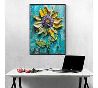 Flower Diamond Art Sunflower 5d Diamond Painting Kits for Adults Full Drill Crystal Art Kits for Beginners, DIY Cross Stitch Embroidery Crafts Pictures for Home Wall Decor, Gifts 16x20in PJY9 R-L
