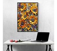 Flower Diamond Art Sunflower 5d Diamond Painting Kits for Adults Full Drill Crystal Art Kits for Beginners, DIY Cross Stitch Embroidery Crafts Pictures for Home Wall Decor, Gifts (28×37 inch) PJY1 R-L