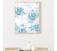 Flower Diamond Painting Blue Diamond Art Accessories 5D Round Full Drill Sequin Art Cross Canvas Painting Pictures Kits for Adults Beginners for LIiving Room Home Wall Decor Gifts 28×37 inch PJY6 M-Y