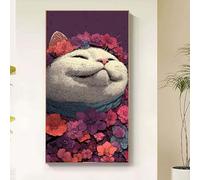 Flower Diamond Painting Cat Diamond Art Kits Adults, 5D Crystal Art Kits for Adults Kids DIY Square Full Drill Gem Art Craft Paintings Pictures Embroidery Kits Home Wall Decor Gifts 30x60cm bd2-f