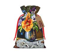 Flower Diamond Painting Gift Bag with Handles and tag, Perfect for Christmas, Birthday, Wedding or Daily Gift - (S)