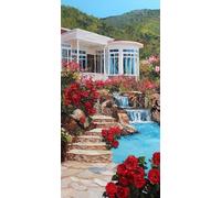 Flower Diamond Painting Kit with Complete Set of Diamond Art Accessories, DIY Full Drill Embroidery Kit, Architecture Diamante Gems Canvas Wall Art Crafts for Adults, Room Decor 32 x 64Inch DZSH2608