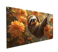 Flower Diamond Painting kit with Diamond Art Accessories, DIY Round Rhinestones Mosaic Crystal Art Paint by Numbers, Canvas Painting for Wall Artwork for Living Room Decor 24 x 12in Sloth Model-11226