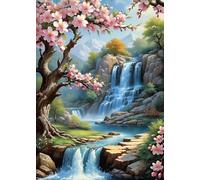 Flower Diamond Painting Kits for Adults, 5D DIY Waterfall Diamond Art Kits for Beginners Round Full Drill Painting with Diamonds Gem Art Crafts for Home Wall Decor Gift 30x40cm