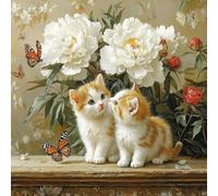 Flower Diamond Painting Kits for Adults, Animals (2) Diamond Art Painting Cross Stitch Kits Full Drill Crystal Art Crafts for Home Wall Decoration, Stress Relief Relaxing Holiday Gifts 30x30cm Q-335