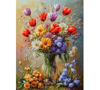 Flower Diamond Painting Kits for Adults, Large Diamond Art Canvas 28x36 inch, Round Full Drill Dimond Art Painting with Accessories, DIY Crystal Arts and Crafts for Adults for Autumn Home Decor C-42