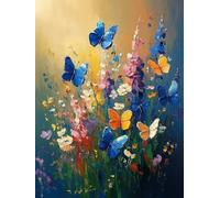 Flower Diamond Painting Kits for Adults, Pattern Butterfly Diamond Art 5D DIY Full Square Drill Gem Crystal Art Kits Crafts for Adults, Room Decor, Bedroom Decor, Gifts for Women 40x54inch -yym2507NU