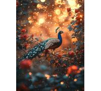 Flower Diamond Painting Peacock Diamond Art Kits Adults Beginners DIY 5D Full Drill Square Gem Crystal Art Rhinestone Embroidery Paintings Crafts Picture Home Wall Decor, Gifts for Women 30x40cm j1-7K