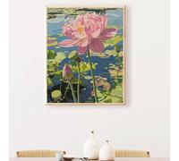 Flower Diamond Painting Pink Diamond Art Accessories 5D Round Full Drill Sequin Art Cross Canvas Painting Pictures Kits for Adults Beginners for LIiving Room Home Wall Decor Gifts 12x16in PJY9 1-J