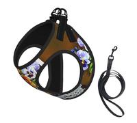Flower Diamond Painting Print Adjustable Harness Leash Set For Cats And Dogs, Soft Breathable Kitten Puppy Mesh Vest With Reflective Design, Escape-Proof Lead For Small Pets Walking Training