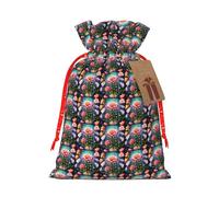 Flower Diamond Painting Print Christmas Drawstring Gift Bags Holiday Party Xmas Birthday Favors Present Sacks