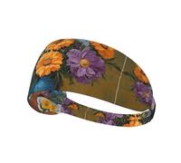 Flower Diamond Painting Print Non-Slip Elastic Running Headband, Sweat Absorbing Stretchy Hair Bands For Gym Yoga, Soft Skin-Friendly Foldable Workout Headband