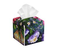 Flower Diamond Painting Print Tissue Box Cover Square Waterproof Design for Bathroom Box Table Car and More