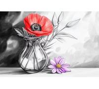 Flower Diamond Painting Red Diamond Art Kits Adults, 5D Full Drill Sequin Art Kits, DIY Rhinestone Embroidery Crystal Cross Stitch Arts and Crafts Paintings, Christmas Home Decor Gifts 20x30in X-410