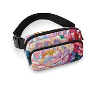 Flower Diamond Paintings Fanny Pack for Women Men Waist Bag Belt Bag Adjustable Casual Bag for Travel Sports Hiking, white, 7.9x5.1inches