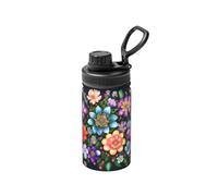 Flower Diamond Paintings Print 12 Oz Insulated Bottle,Lnsulated Water Bottle with Lid, Leak Proof Lid with Handle