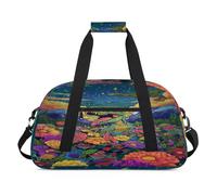 Flower Dinosaur Duffel Bags for Women Men Kids Girls Boys Overnight Weekender Travel Bag 24L Sport Gym Duffel Bag Practice Tote Carry Bag