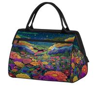 Flower Dinosaur Travel Duffle Bag for Women Men Kids Boys Girls Weekend Overnight Bags 24 L Holdall Tote Cabin Bag for Sports Gym Yoga
