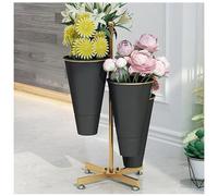 Flower Display Stand with 4 Flower Bucket, Wrought Iron Florist Shelf Cut Flowers Container, Heavy Duty Flower Rack Florist Bouquet Shelf, for Fresh Flower Shop/Garden Parties/Event Decorations