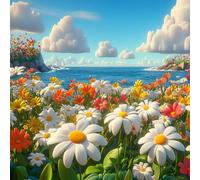 Flower DIY Diamond Art Kits Adults, Diamond Painting for Wall Decor, Landscape 5D Round Full Drill Crystal Art Kits, Cross Stitch Embroidery Crafts Pictures for Adults Beginners, Gifts, 20x20in O-3368